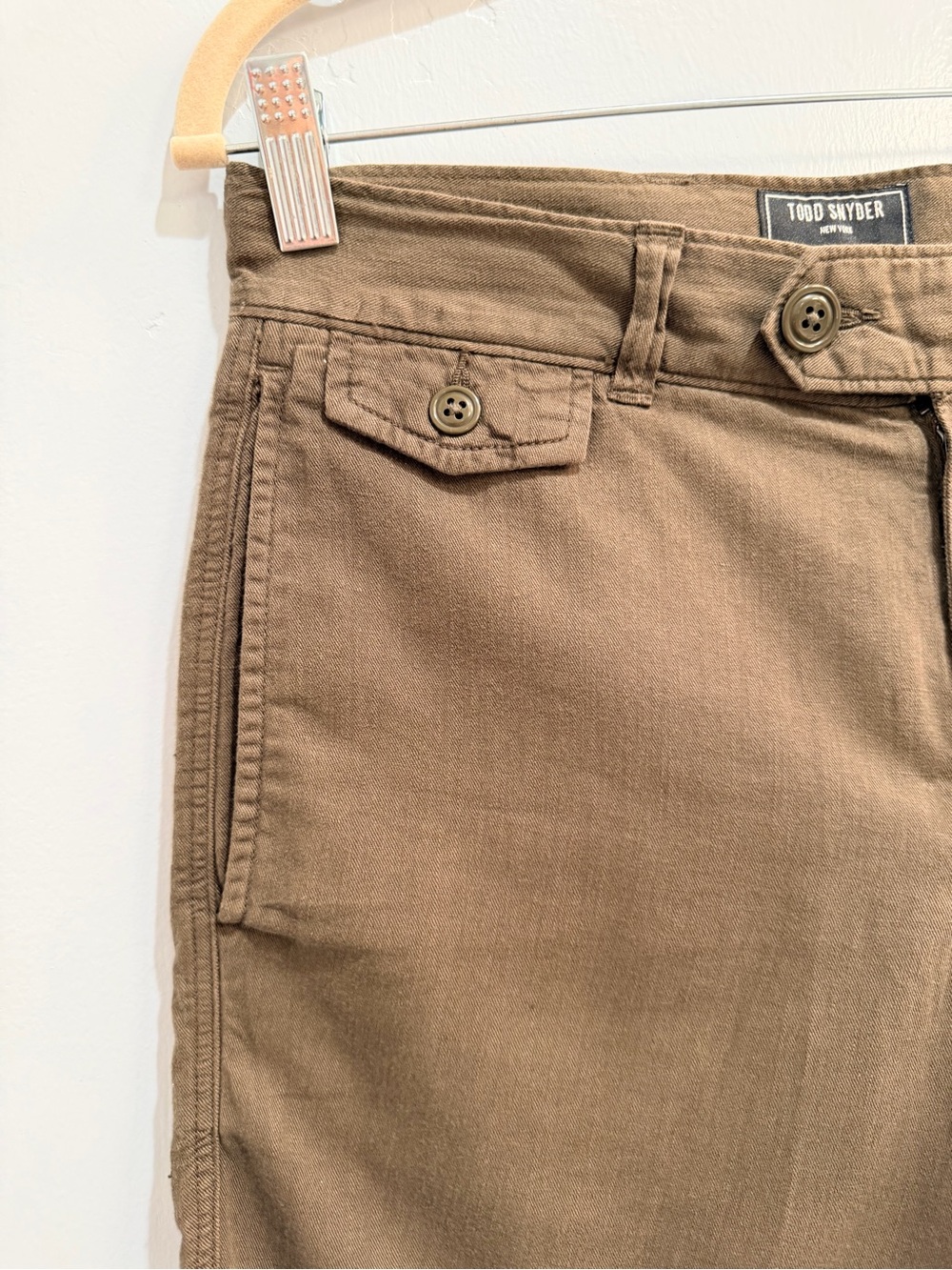 Todd Snyder Mens Cotton Linen 7" Officer Shorts Olive Brown Button Tab Size 28 - Picture 3 of 11